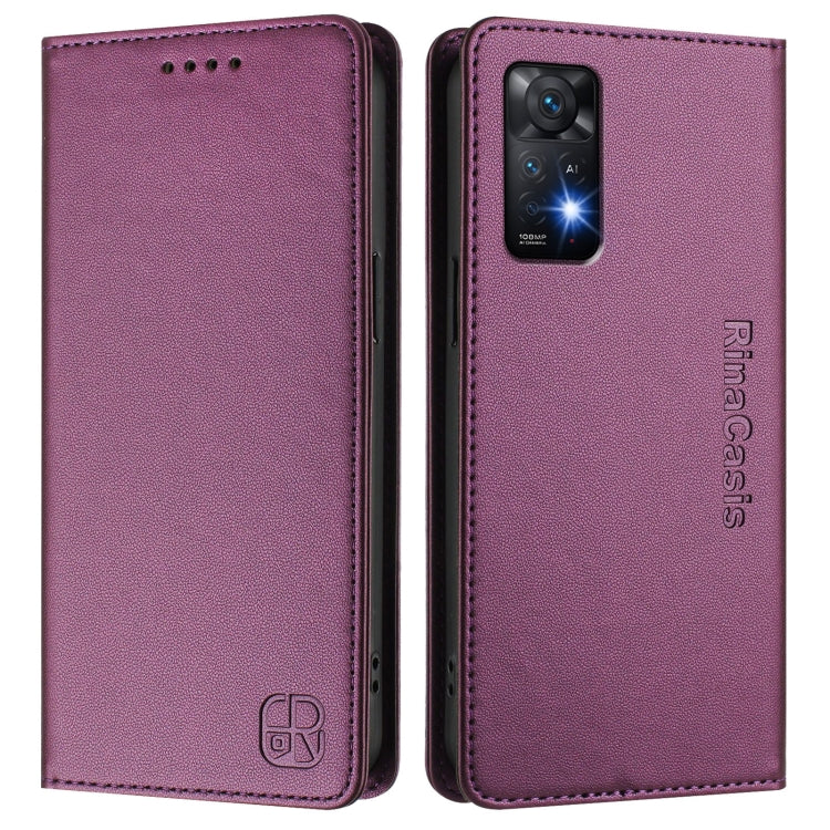 For Redmi Note 11 Pro 5G / 4G / Global RC01 Dual-Folded Magnetic Suction RFID Leather Phone Case