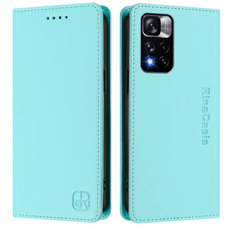 For Redmi Note 11 Pro+ 5G European RC01 Dual-Folded Magnetic Suction RFID Leather Phone Case