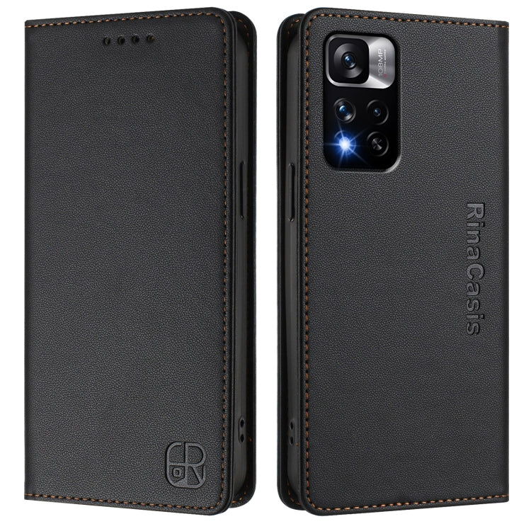 For Redmi Note 11 Pro+ 5G European RC01 Dual-Folded Magnetic Suction RFID Leather Phone Case