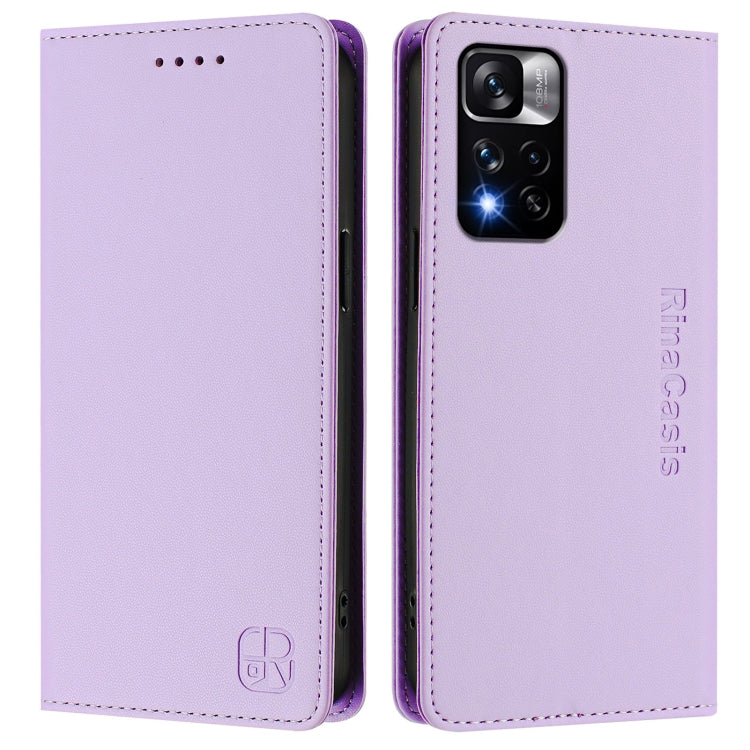 For Redmi Note 11 Pro+ 5G European RC01 Dual-Folded Magnetic Suction RFID Leather Phone Case