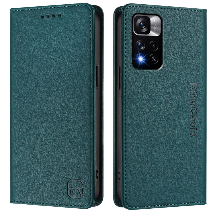 For Redmi Note 11 Pro+ 5G European RC01 Dual-Folded Magnetic Suction RFID Leather Phone Case