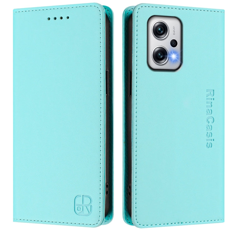 For Redmi Note 11T Pro+ / Note 12T Pro / K50i RC01 Dual-Folded Magnetic Suction RFID Leather Phone Case