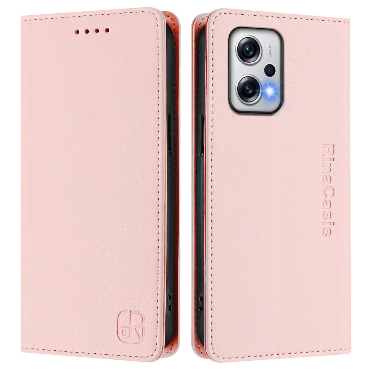 For Redmi Note 11T Pro+ / Note 12T Pro / K50i RC01 Dual-Folded Magnetic Suction RFID Leather Phone Case