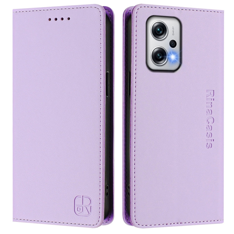 For Redmi Note 11T Pro+ / Note 12T Pro / K50i RC01 Dual-Folded Magnetic Suction RFID Leather Phone Case