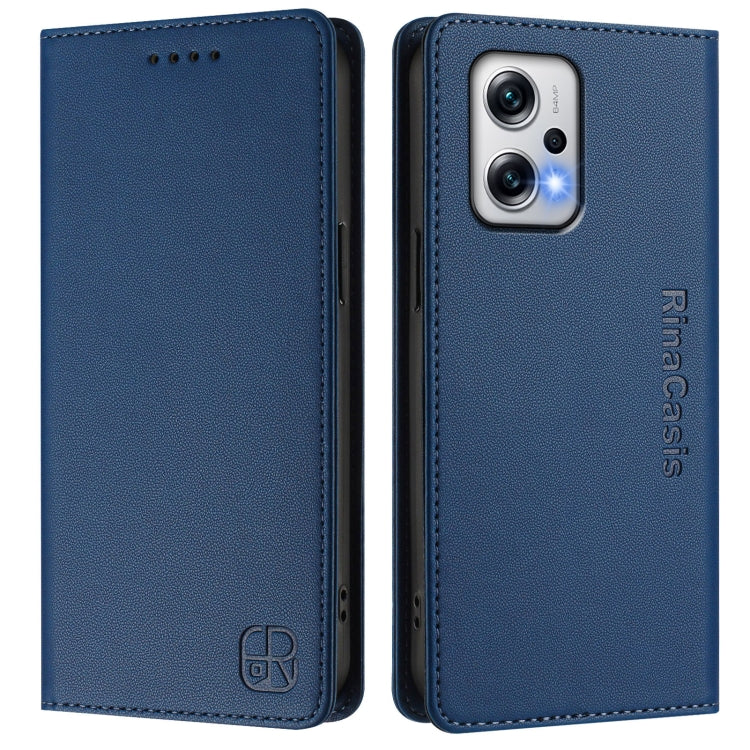 For Redmi Note 11T Pro+ / Note 12T Pro / K50i RC01 Dual-Folded Magnetic Suction RFID Leather Phone Case
