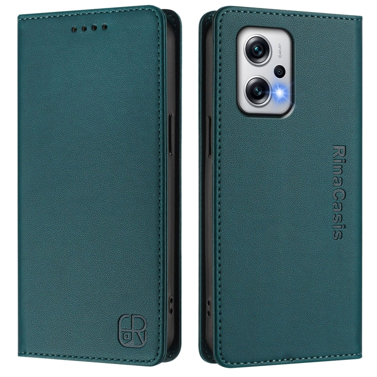 For Redmi Note 11T Pro+ / Note 12T Pro / K50i RC01 Dual-Folded Magnetic Suction RFID Leather Phone Case