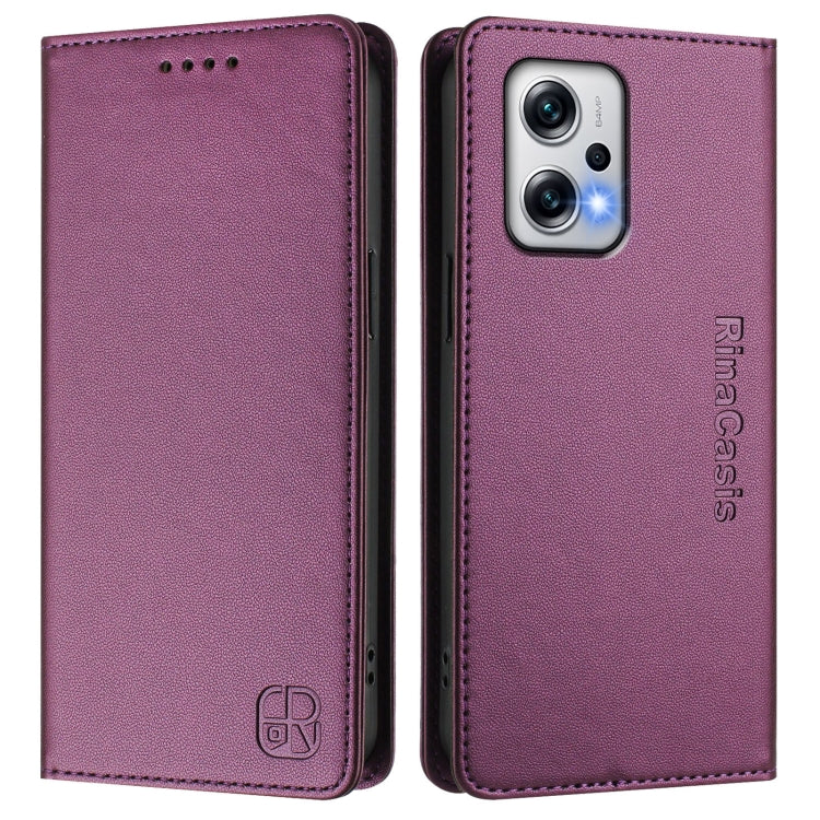 For Redmi Note 11T Pro+ / Note 12T Pro / K50i RC01 Dual-Folded Magnetic Suction RFID Leather Phone Case