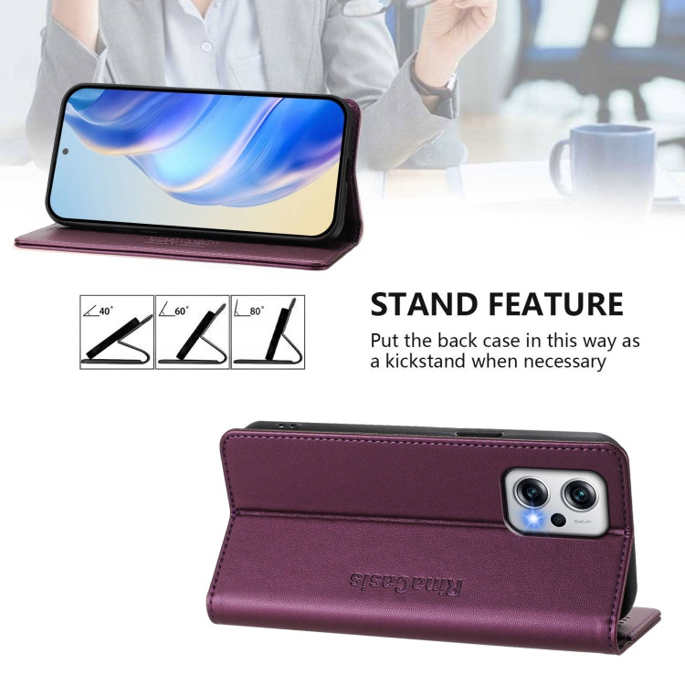 For Redmi Note 11T Pro+ / Note 12T Pro / K50i RC01 Dual-Folded Magnetic Suction RFID Leather Phone Case