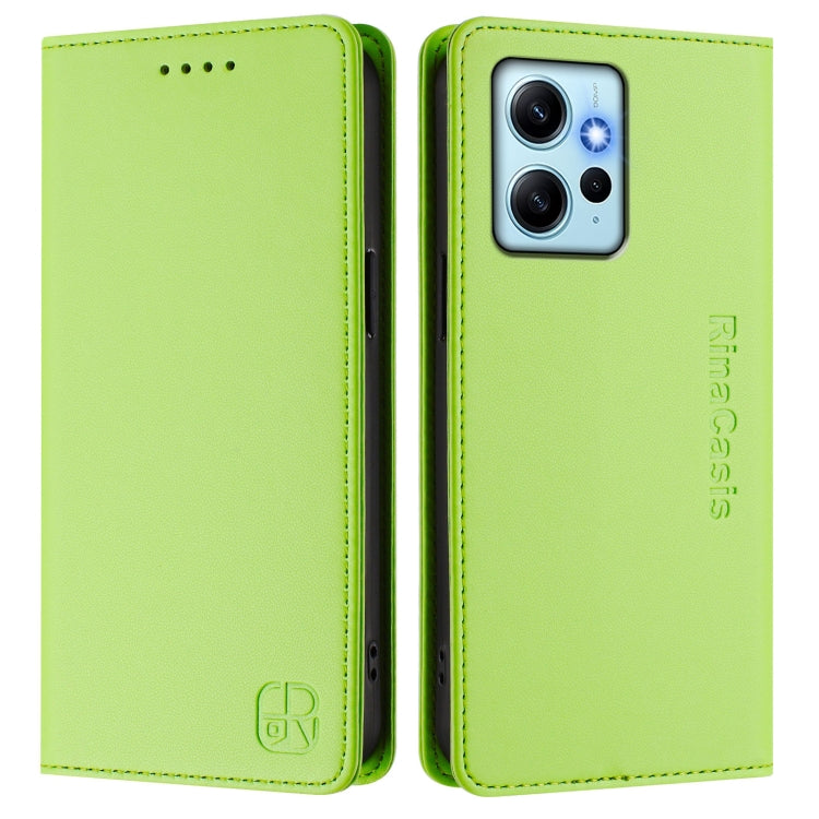 For Redmi Note 12 4G Global RC01 Dual-Folded Magnetic Suction RFID Leather Phone Case