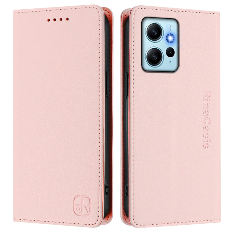 For Redmi Note 12 4G Global RC01 Dual-Folded Magnetic Suction RFID Leather Phone Case