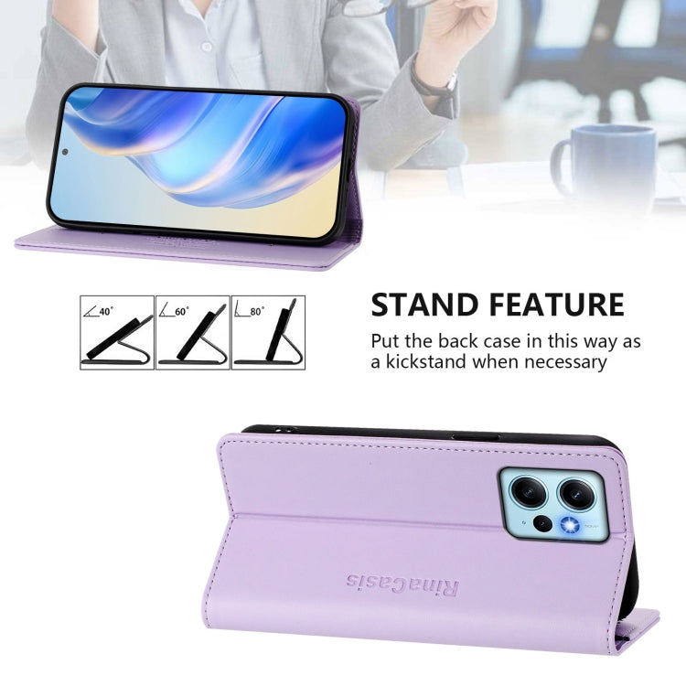 For Redmi Note 12 4G Global RC01 Dual-Folded Magnetic Suction RFID Leather Phone Case
