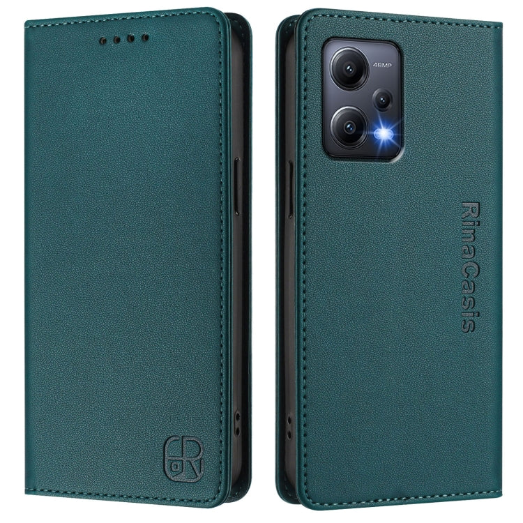 For Redmi Note 12 5G India / Xiaomi Poco X5 RC01 Dual-Folded Magnetic Suction RFID Leather Phone Case