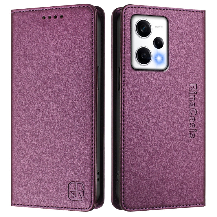 For Redmi Note 12 Pro Speed / Note 12 Pro 5G RC01 Dual-Folded Magnetic Suction RFID Leather Phone Case