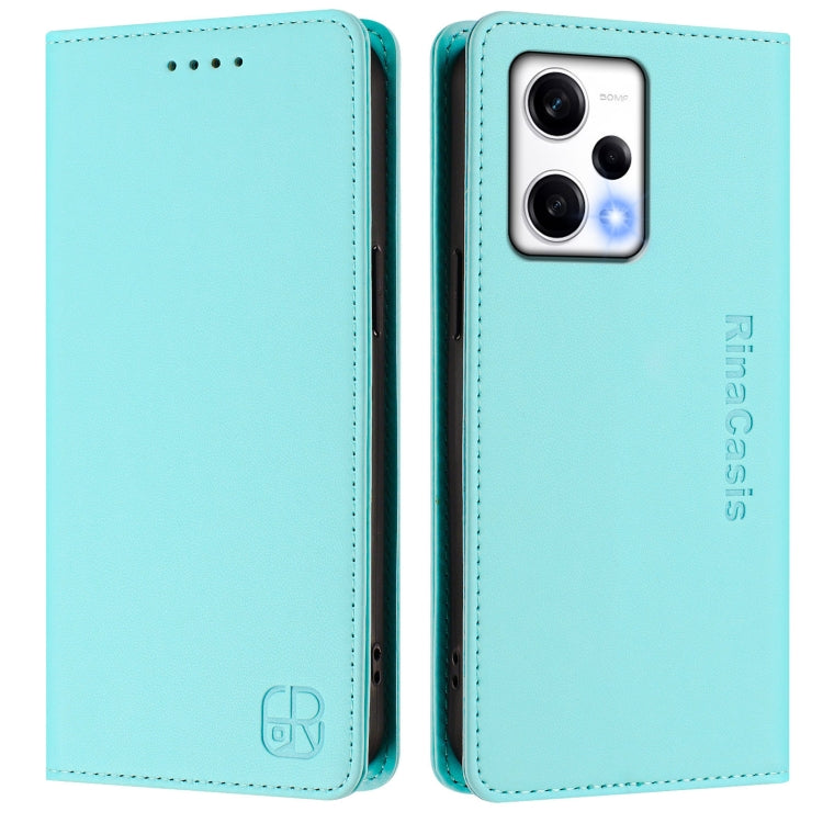 For Redmi Note 12 Explorer RC01 Dual-Folded Magnetic Suction RFID Leather Phone Case