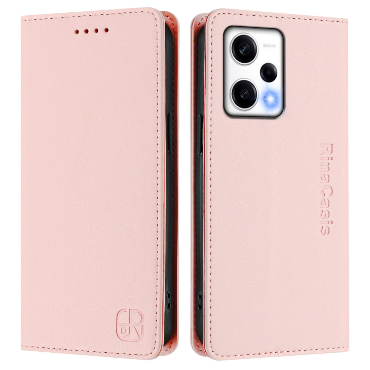 For Redmi Note 12 Explorer RC01 Dual-Folded Magnetic Suction RFID Leather Phone Case