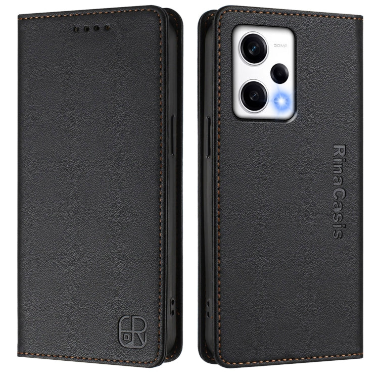 For Redmi Note 12 Explorer RC01 Dual-Folded Magnetic Suction RFID Leather Phone Case