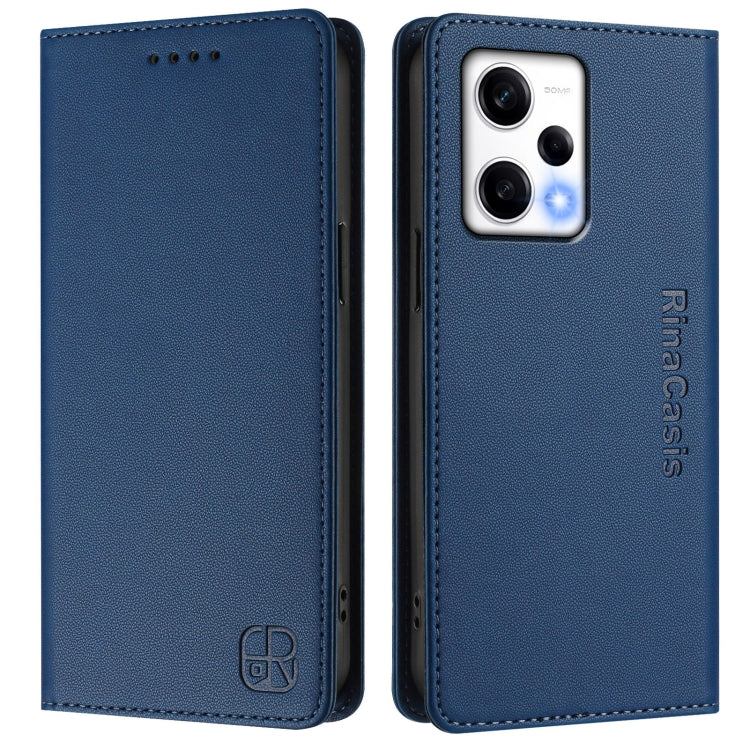 For Redmi Note 12 Explorer RC01 Dual-Folded Magnetic Suction RFID Leather Phone Case