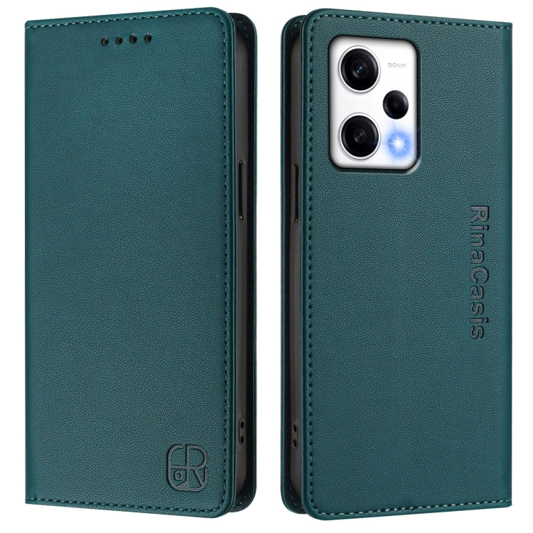 For Redmi Note 12 Explorer RC01 Dual-Folded Magnetic Suction RFID Leather Phone Case