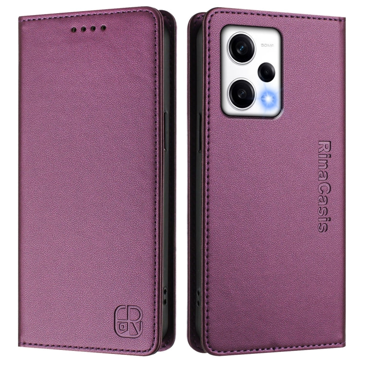 For Redmi Note 12 Explorer RC01 Dual-Folded Magnetic Suction RFID Leather Phone Case