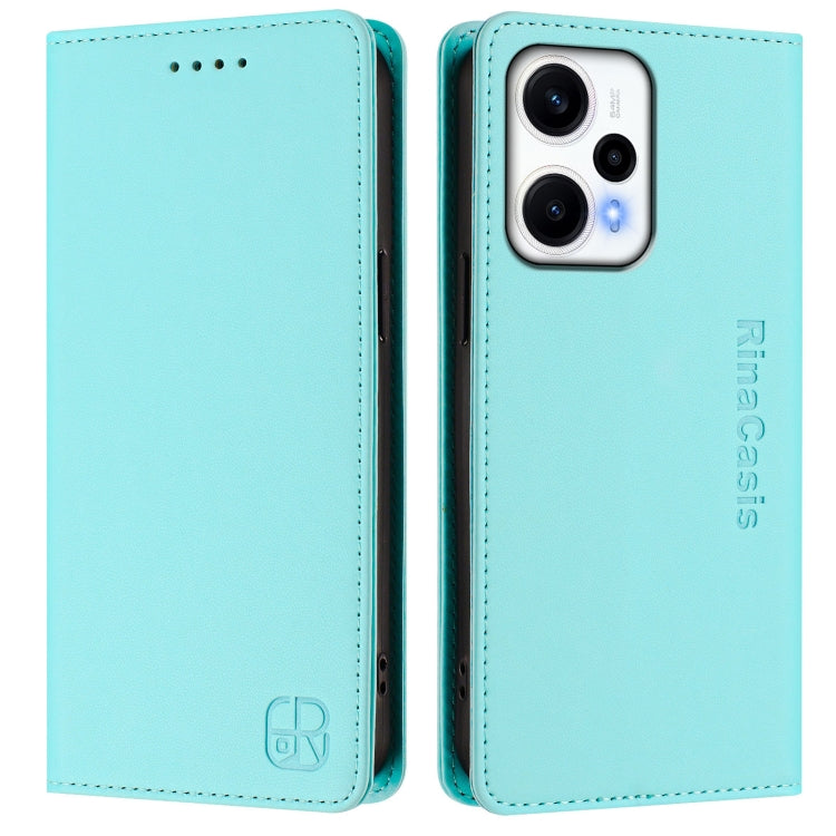 For Redmi Note 12 Turbo 5G / Xiaomi Poco F5 RC01 Dual-Folded Magnetic Suction RFID Leather Phone Case