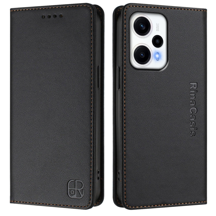 For Redmi Note 12 Turbo 5G / Xiaomi Poco F5 RC01 Dual-Folded Magnetic Suction RFID Leather Phone Case