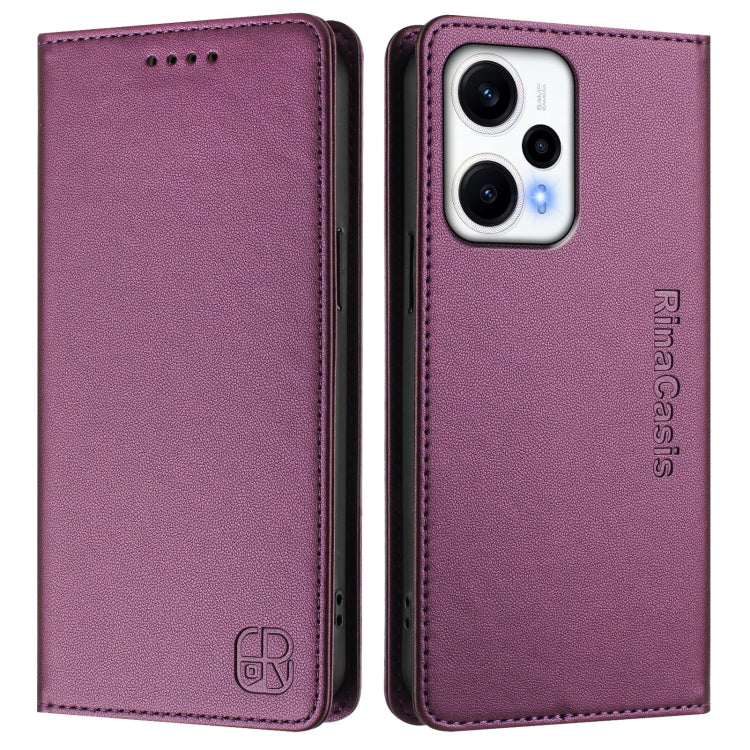 For Redmi Note 12 Turbo 5G / Xiaomi Poco F5 RC01 Dual-Folded Magnetic Suction RFID Leather Phone Case