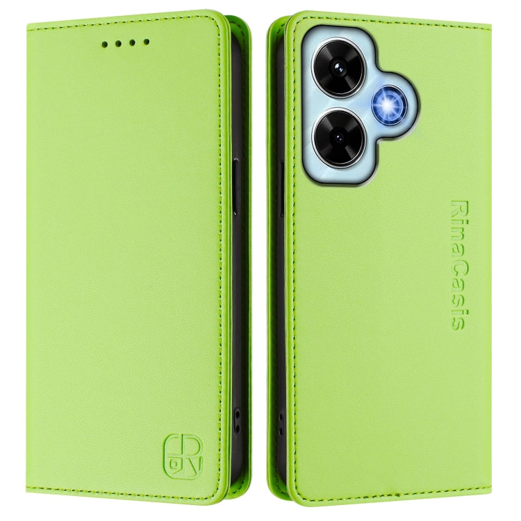 For Redmi Note 13 4G Global RC01 Dual-Folded Magnetic Suction RFID Leather Phone Case
