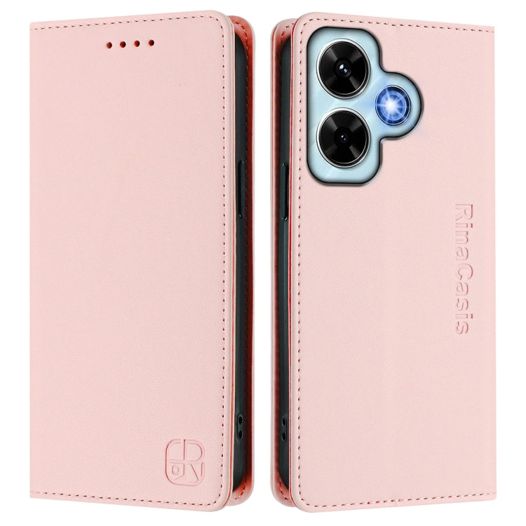 For Redmi Note 13 4G Global RC01 Dual-Folded Magnetic Suction RFID Leather Phone Case