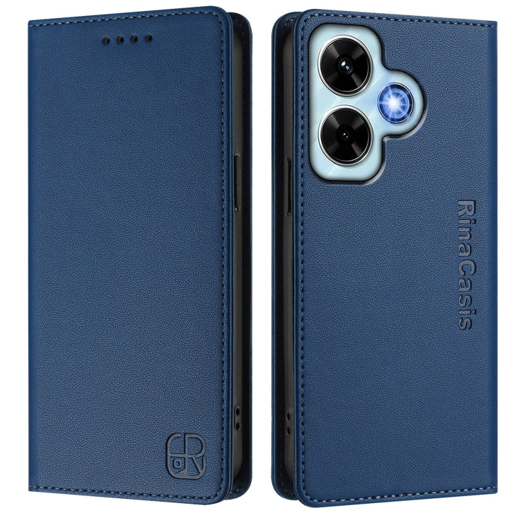 For Redmi Note 13 4G Global RC01 Dual-Folded Magnetic Suction RFID Leather Phone Case