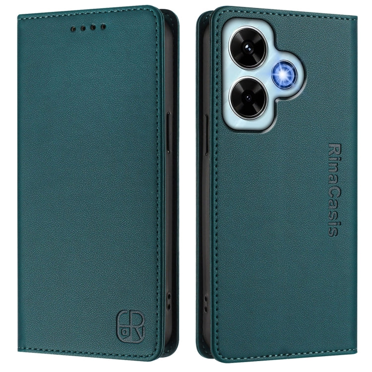 For Redmi Note 13 4G Global RC01 Dual-Folded Magnetic Suction RFID Leather Phone Case