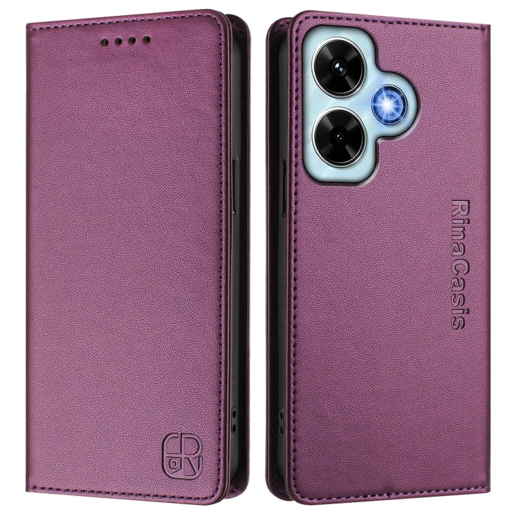 For Redmi Note 13 4G Global RC01 Dual-Folded Magnetic Suction RFID Leather Phone Case