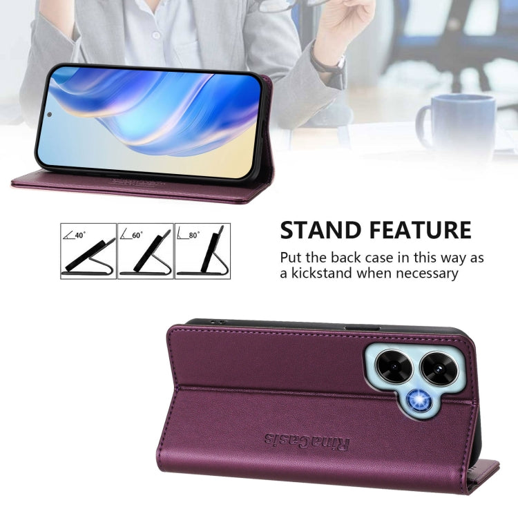 For Redmi Note 13 4G Global RC01 Dual-Folded Magnetic Suction RFID Leather Phone Case