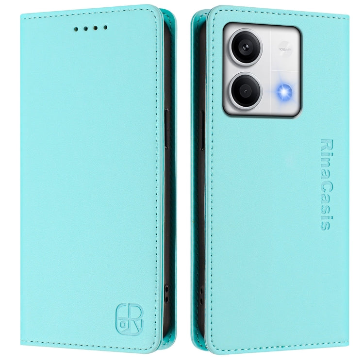 For Redmi Note 13 5G Global RC01 Dual-Folded Magnetic Suction RFID Leather Phone Case