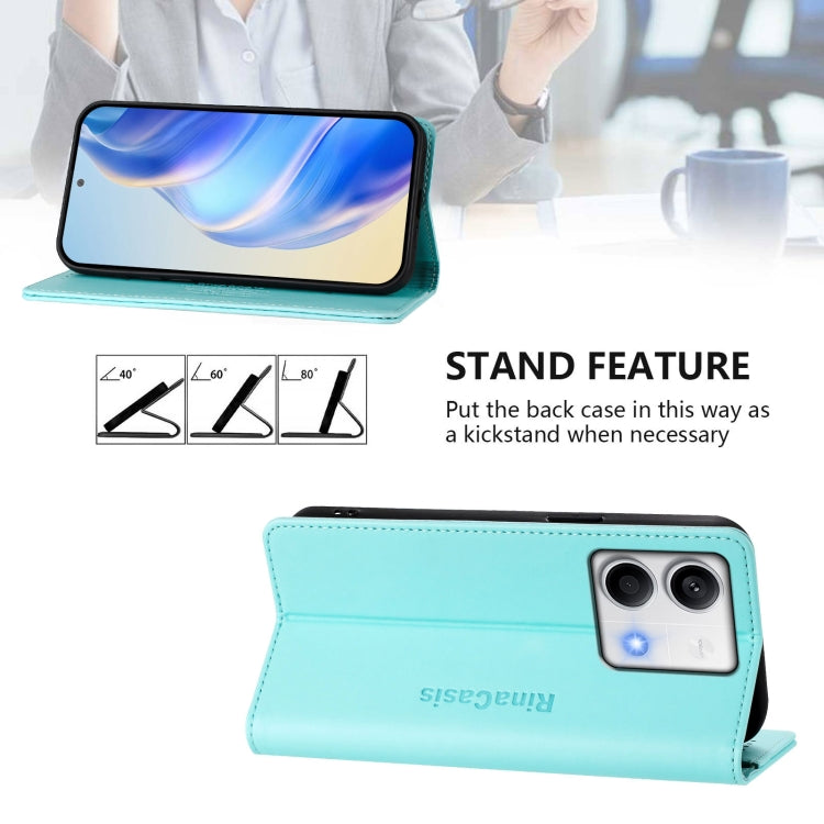 For Redmi Note 13 5G Global RC01 Dual-Folded Magnetic Suction RFID Leather Phone Case