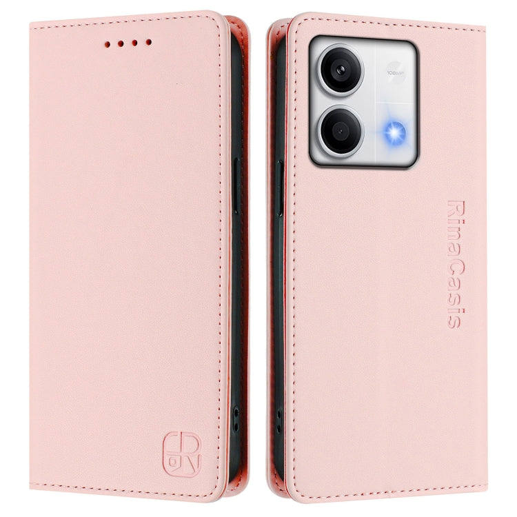For Redmi Note 13 5G Global RC01 Dual-Folded Magnetic Suction RFID Leather Phone Case