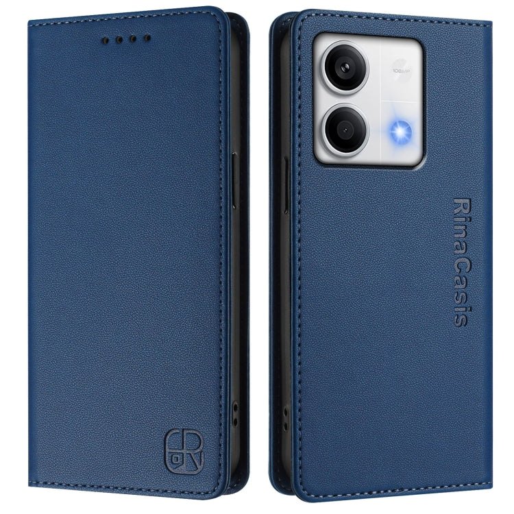 For Redmi Note 13 5G Global RC01 Dual-Folded Magnetic Suction RFID Leather Phone Case