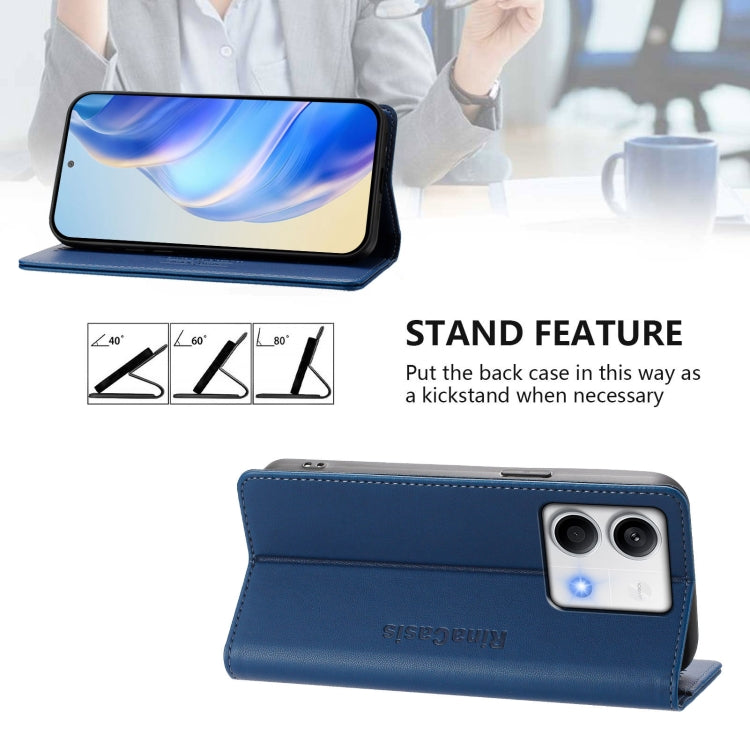 For Redmi Note 13 5G Global RC01 Dual-Folded Magnetic Suction RFID Leather Phone Case