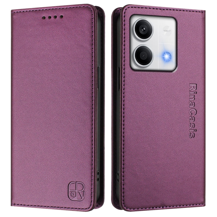 For Redmi Note 13 5G Global RC01 Dual-Folded Magnetic Suction RFID Leather Phone Case