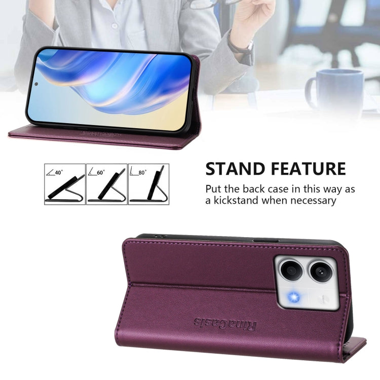 For Redmi Note 13 5G Global RC01 Dual-Folded Magnetic Suction RFID Leather Phone Case