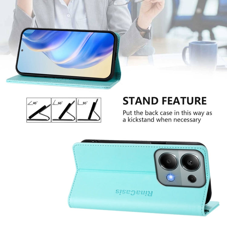 For Redmi Note 13 Pro 4G Global RC01 Dual-Folded Magnetic Suction RFID Leather Phone Case