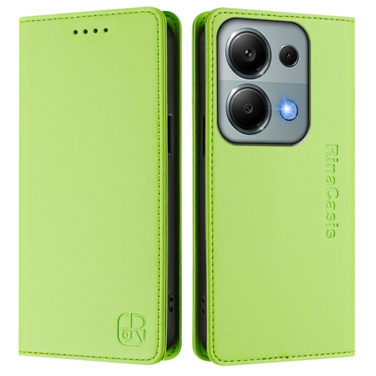 For Redmi Note 13 Pro 4G Global RC01 Dual-Folded Magnetic Suction RFID Leather Phone Case