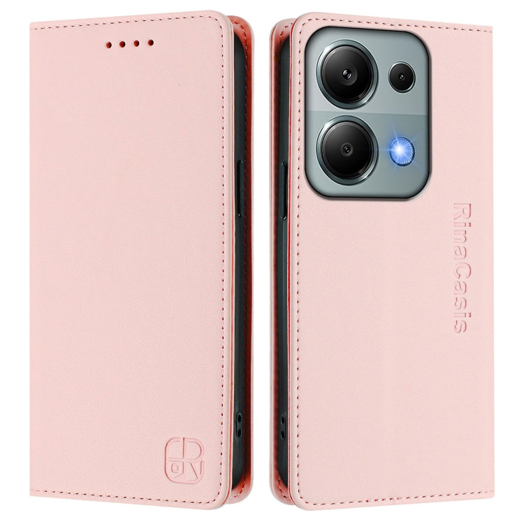For Redmi Note 13 Pro 4G Global RC01 Dual-Folded Magnetic Suction RFID Leather Phone Case
