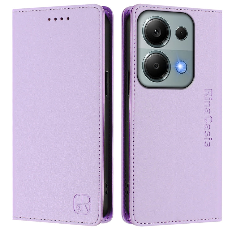 For Redmi Note 13 Pro 4G Global RC01 Dual-Folded Magnetic Suction RFID Leather Phone Case