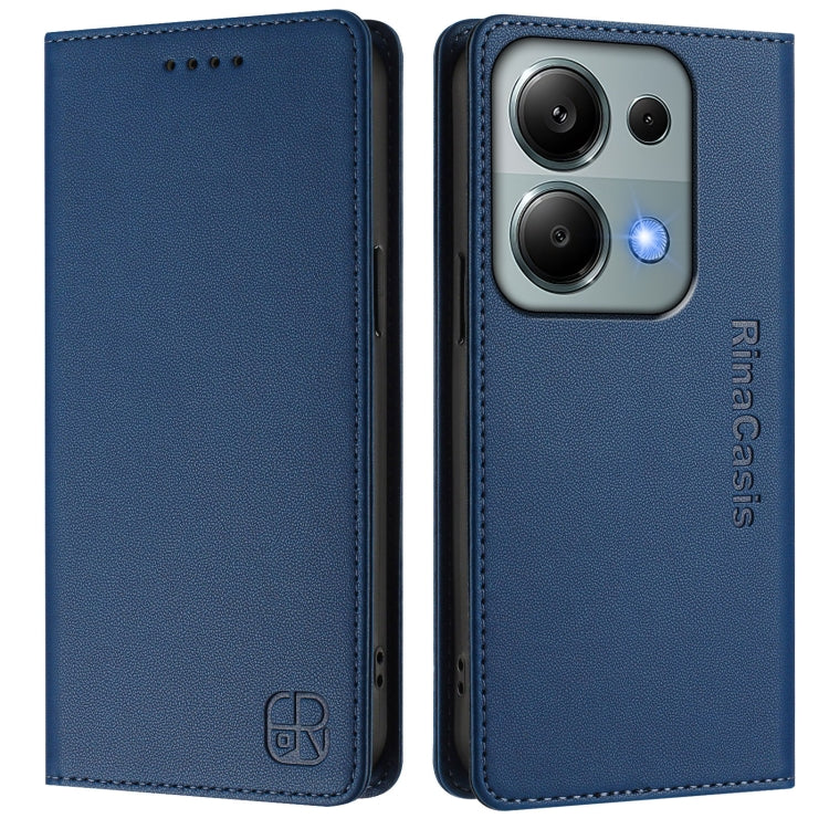 For Redmi Note 13 Pro 4G Global RC01 Dual-Folded Magnetic Suction RFID Leather Phone Case