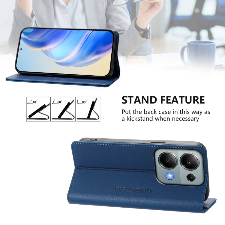 For Redmi Note 13 Pro 4G Global RC01 Dual-Folded Magnetic Suction RFID Leather Phone Case