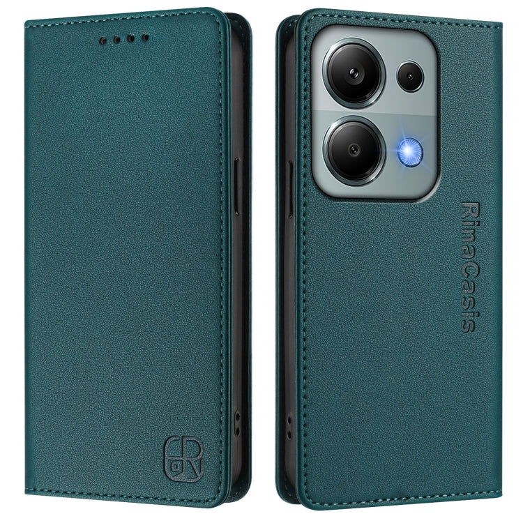 For Redmi Note 13 Pro 4G Global RC01 Dual-Folded Magnetic Suction RFID Leather Phone Case