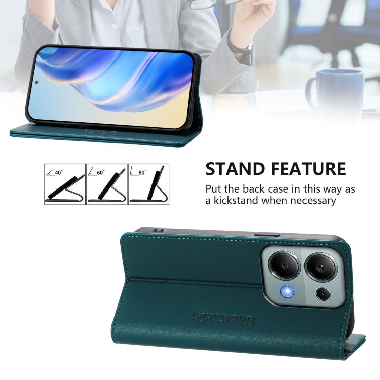 For Redmi Note 13 Pro 4G Global RC01 Dual-Folded Magnetic Suction RFID Leather Phone Case