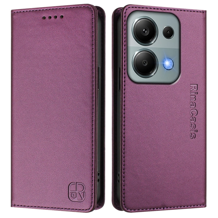For Redmi Note 13 Pro 4G Global RC01 Dual-Folded Magnetic Suction RFID Leather Phone Case