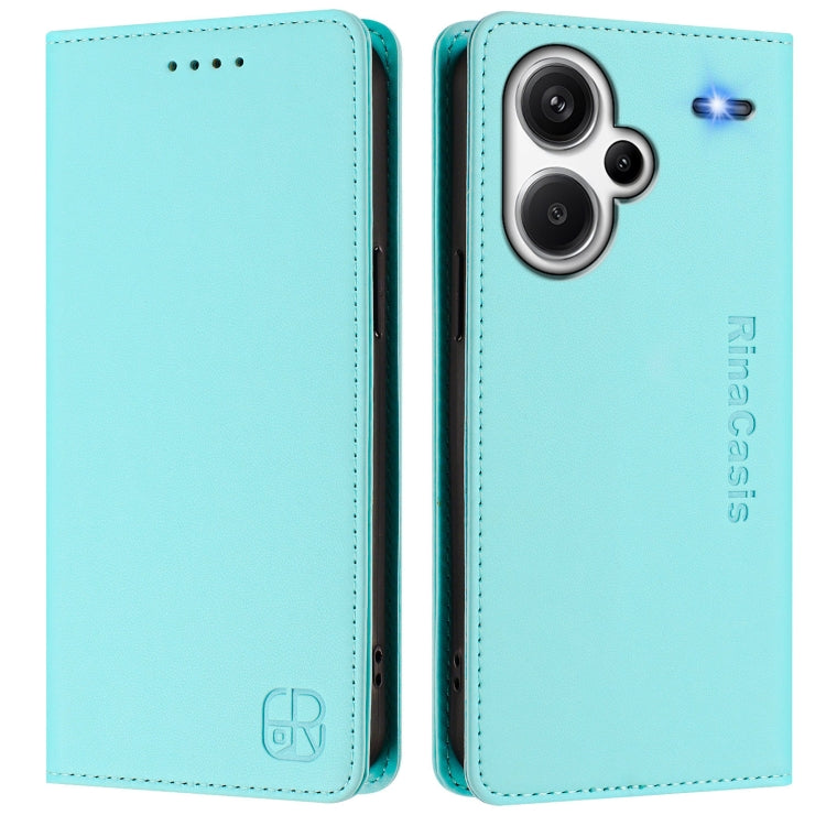 For Redmi Note 13 Pro+ 5G Global RC01 Dual-Folded Magnetic Suction RFID Leather Phone Case