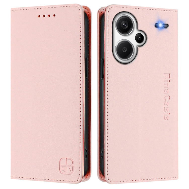 For Redmi Note 13 Pro+ 5G Global RC01 Dual-Folded Magnetic Suction RFID Leather Phone Case